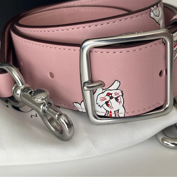 Coach x White Rabbit Pink Frankie Messager 19 Bag Crossbody With Rabbit Print - Picture 5 of 9